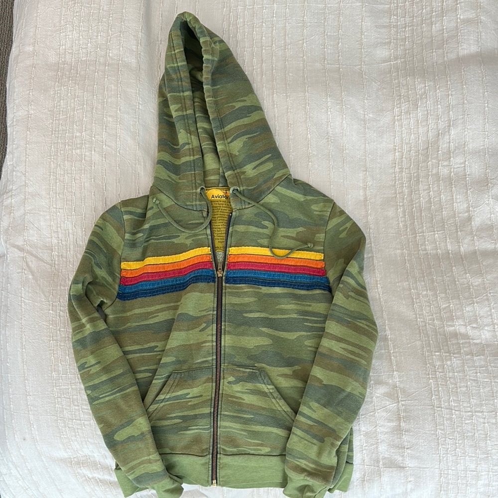 Aviator Nation 5 Stripe Hoodie-camo-unisex size S